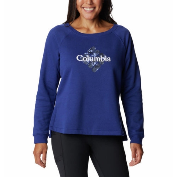 Columbia Women's Blue Trek Special Graphic Women's Crew Sweatshirt Size Small - Picture 1 of 4